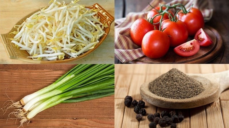 Nguyên liệu món ăn canh giá đỗ cà chua