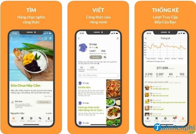 Giao diện ứng dụng Cookpad giúp người dùng học nấu những món ăn ngon