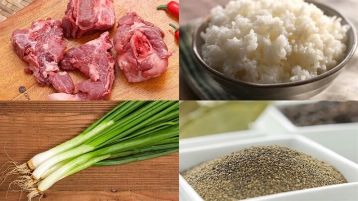 Nguyên liệu chính chuẩn bị cho món cháo xương heo thơm ngon