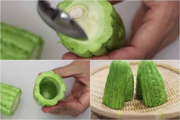 Cách sơ chế mướp đắng để nấu canh nhồi thịt băm