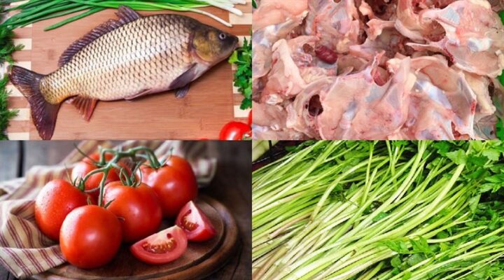 Bộ sưu tập nguyên liệu tươi ngon để làm cá chép nấu riêu