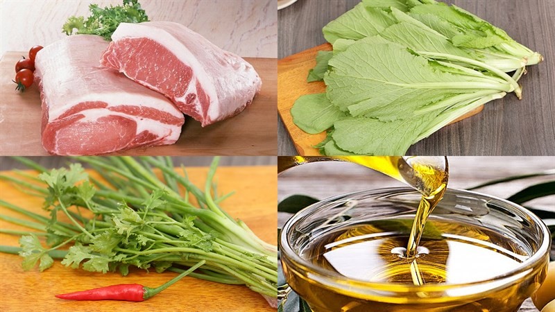 Các nguyên liệu tươi ngon để nấu canh cải xanh thịt băm