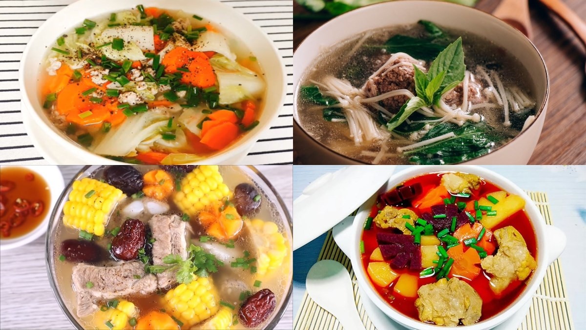 Bát canh súp rau củ đầy màu sắc và dinh dưỡng