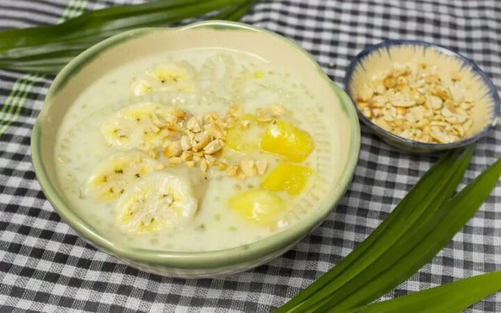 Chè chuối bột báng nước cốt dừa thơm ngon béo ngậy, đảm bảo cách nấu chè chuối không bị chát.