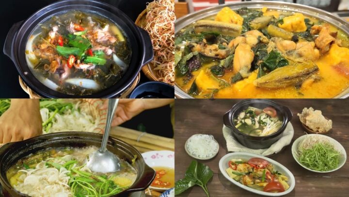 Lẩu ếch nóng hổi với rau ăn kèm