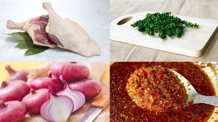 Toàn bộ nguyên liệu tươi ngon để nấu vịt nấu tiêu