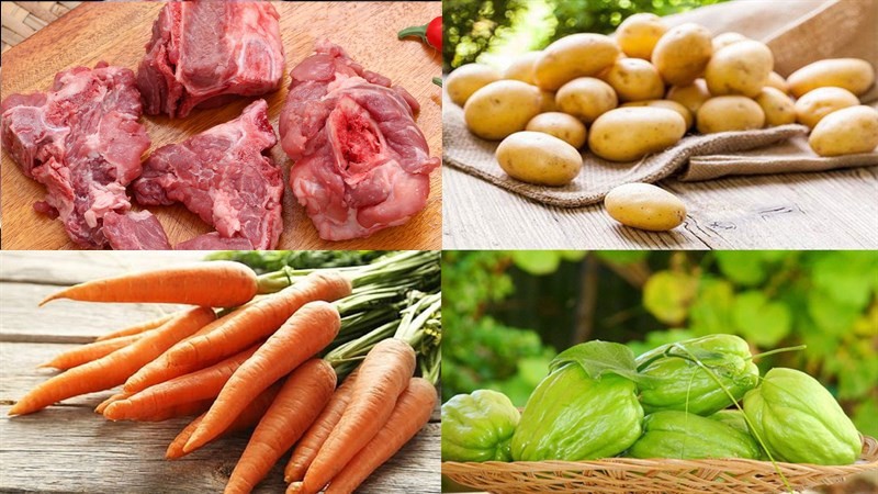 Nguyên liệu tươi ngon cho món canh xương hầm rau củ