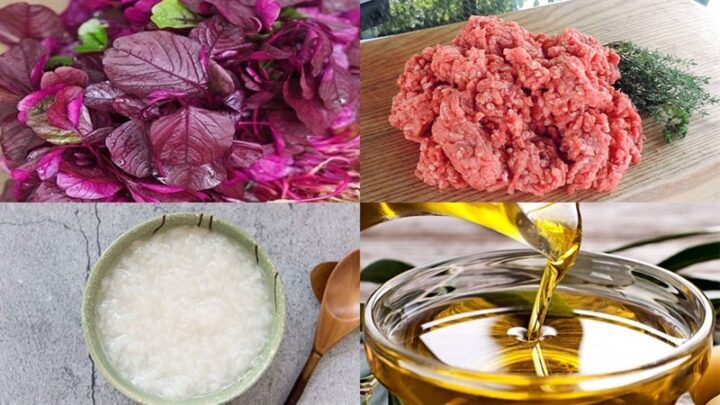 Nguyên liệu tươi ngon làm cháo thịt bò rau dền cho bé