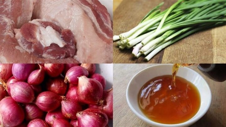 Nguyên liệu món ăn thịt ba chỉ rang cháy cạnh