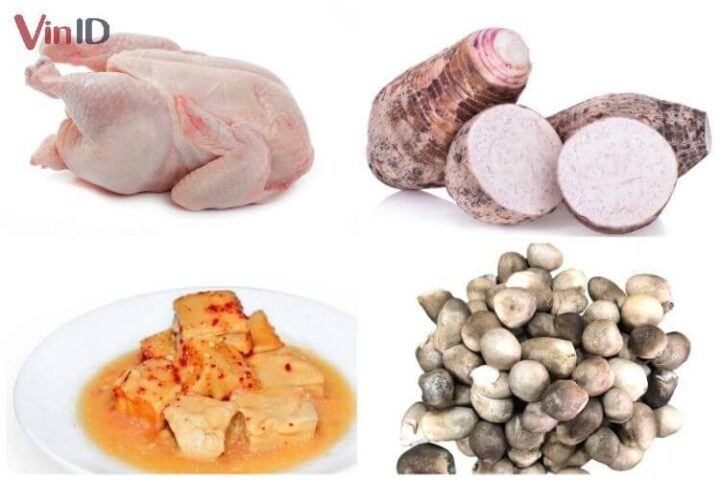 Các nguyên liệu tươi ngon chuẩn bị cho món gà nấu chao truyền thống