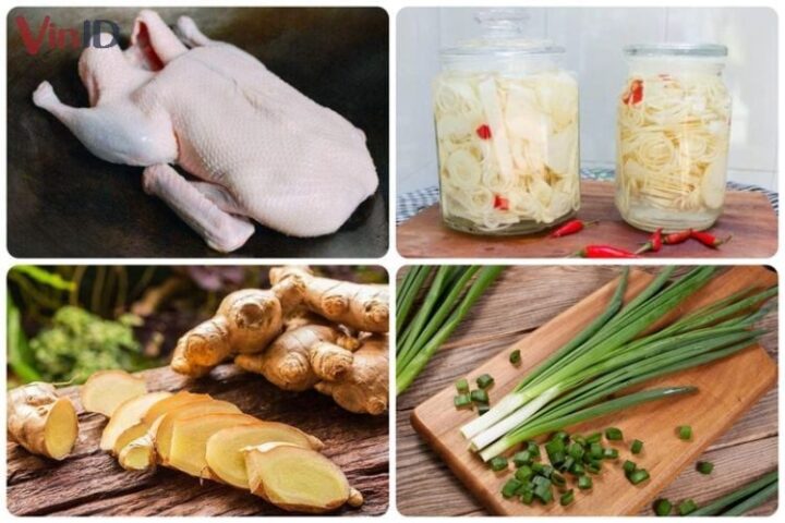 Tổng hợp nguyên liệu chuẩn bị cho món vịt nấu măng chua