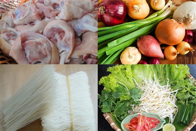 Nguyên liệu tươi ngon chuẩn bị nấu món bánh canh giò heo