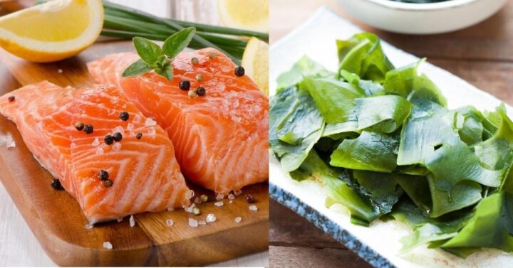 Hình ảnh em bé đang ăn cháo cá hồi, minh họa thời điểm bé ăn dặm cá hồi