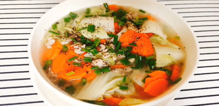 cach nau 2 mon canh thit xay vien rau ru va canh cai thao thit xay de lam day du dinh duong 12 760x367 1