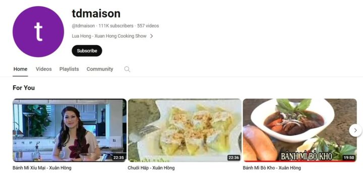 YouTuber Xuân Hồng hướng dẫn nấu ăn trên kênh Lửa Hồng Cooking Show