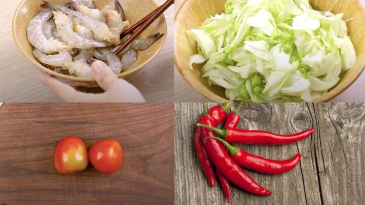 Các nguyên liệu tươi ngon chuẩn bị cho món canh chua bông so đũa nấu tôm