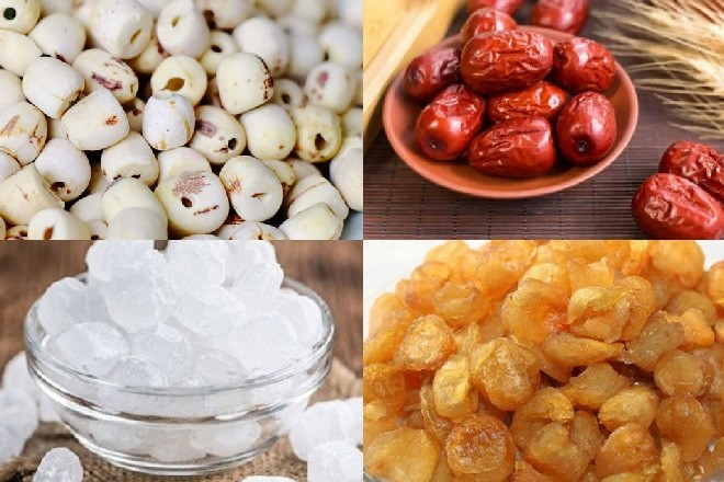 Nguyên liệu cơ bản cho món chè nhãn nhục táo đỏ hạt sen thơm ngon bổ dưỡng