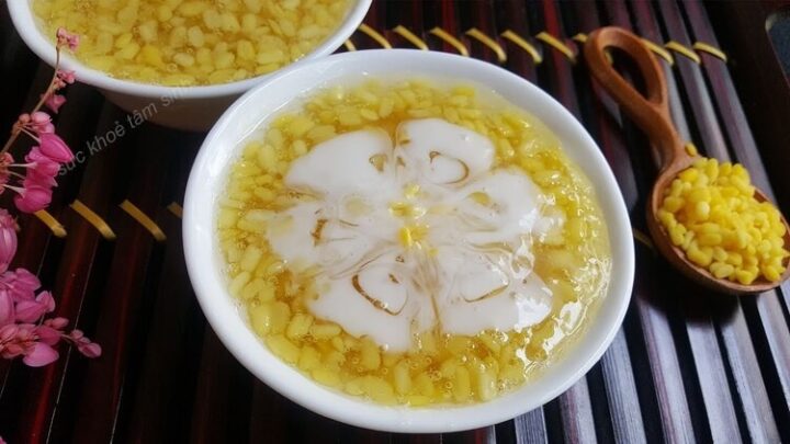 Món chè hoa cau xôi vò truyền thống thơm ngon, xôi vàng tơi, chè đậu xanh sánh mịn