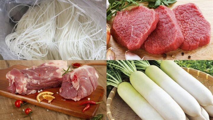 Nguyên liệu chuẩn bị cho cách nấu hủ tiếu bò viên ngon