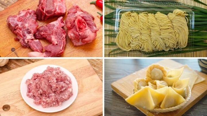 Nguyên liệu tươi ngon để nấu hoành thánh xương heo tại nhà