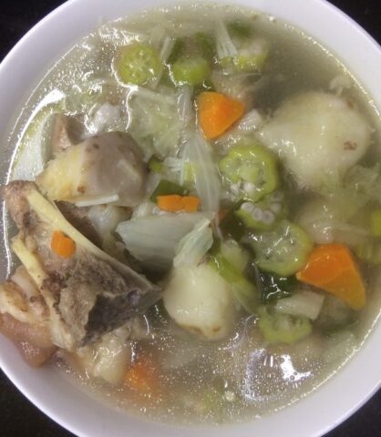 canh khoai sE1BB8D chan gio va rau xao thE1BAADp cE1BAA9m recipe main photo