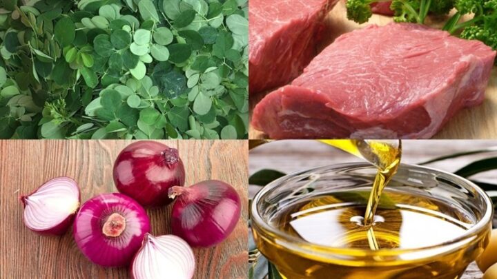 Nguyên liệu món ăn canh rau chùm ngây thịt băm