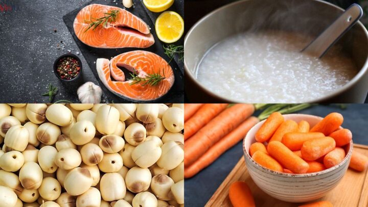 Nguyên liệu món ăn cháo cá hồi hạt sen