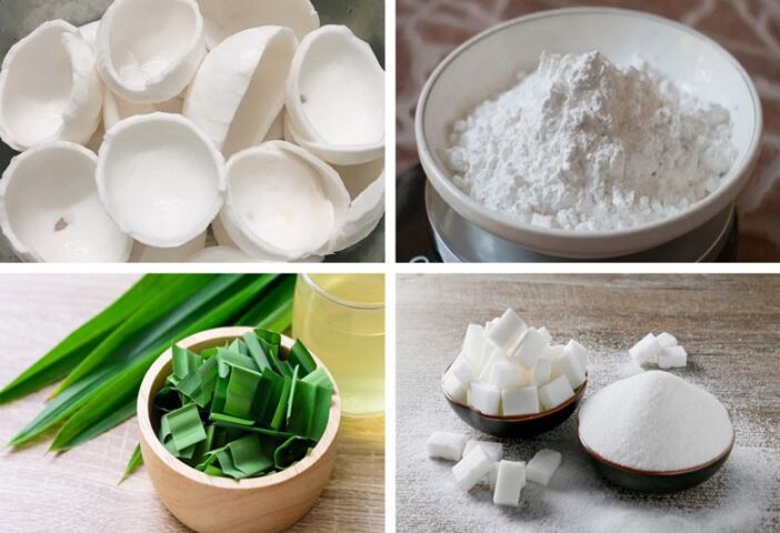 Nguyên liệu chuẩn bị cho món bột lọc nhân dừa hấp dẫn