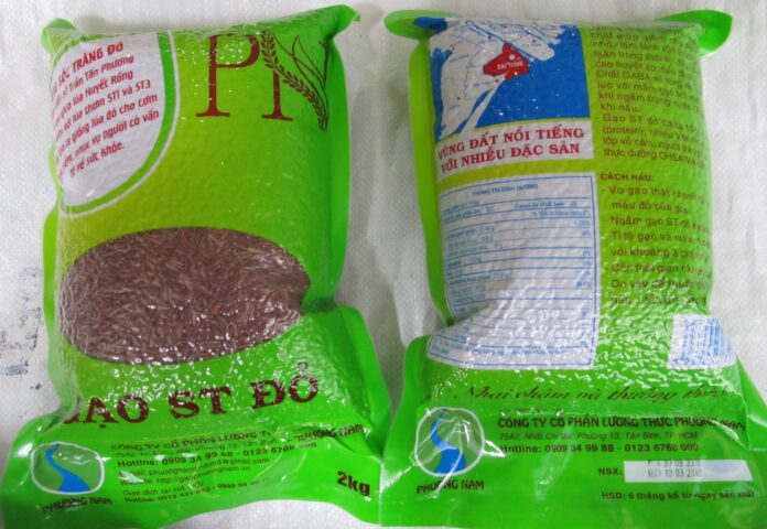 Gạo Sóc Trăng đỏ (túi 2kg hút chân không của Công ty Cổ phần Lương thực Phương Nam)