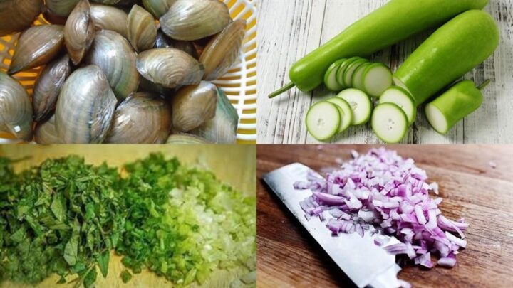 Nguyên liệu tươi ngon chuẩn bị nấu canh trai bầu truyền thống