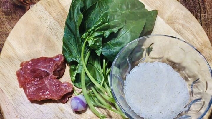 Nguyên liệu tươi ngon cho món cháo dinh dưỡng thịt bò cải bó xôi