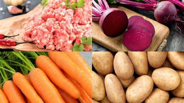 Nguyên liệu làm canh củ dền thịt băm