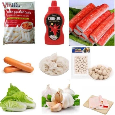 Nguyên liệu chuẩn bị cho cách nấu lẩu bánh gạo Hàn Quốc với tương ớt Việt Nam
