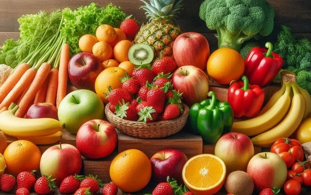 Rau củ và trái cây tươi ngon là nguyên liệu chính cho nhiều món ăn đơn giản và bổ dưỡng