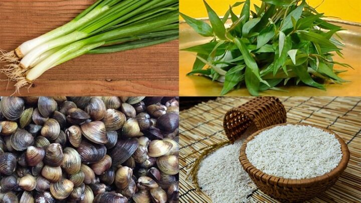 Nguyên liệu món ăn cháo hến xào cay và đậu xanh