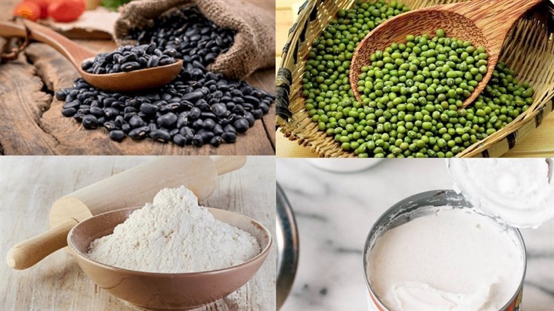 Tập hợp các nguyên liệu tươi ngon cho cách nấu chè đậu đen và đậu xanh chuẩn vị