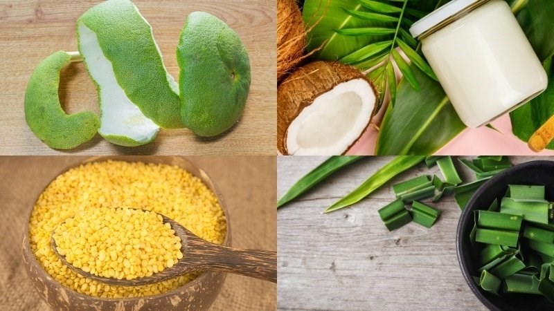 Nguyên liệu chính cho món chè bưởi đậu xanh thơm ngon, chuẩn vị tại nhà